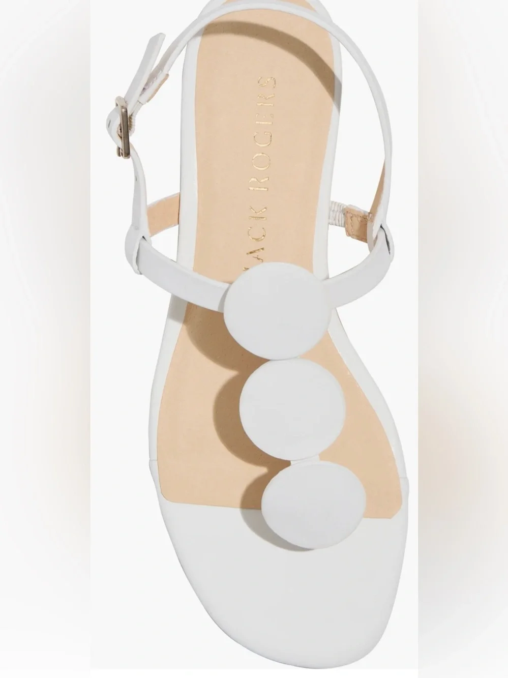 Jack Rogers White Three-Circle Toe-Post Slingback Sandals